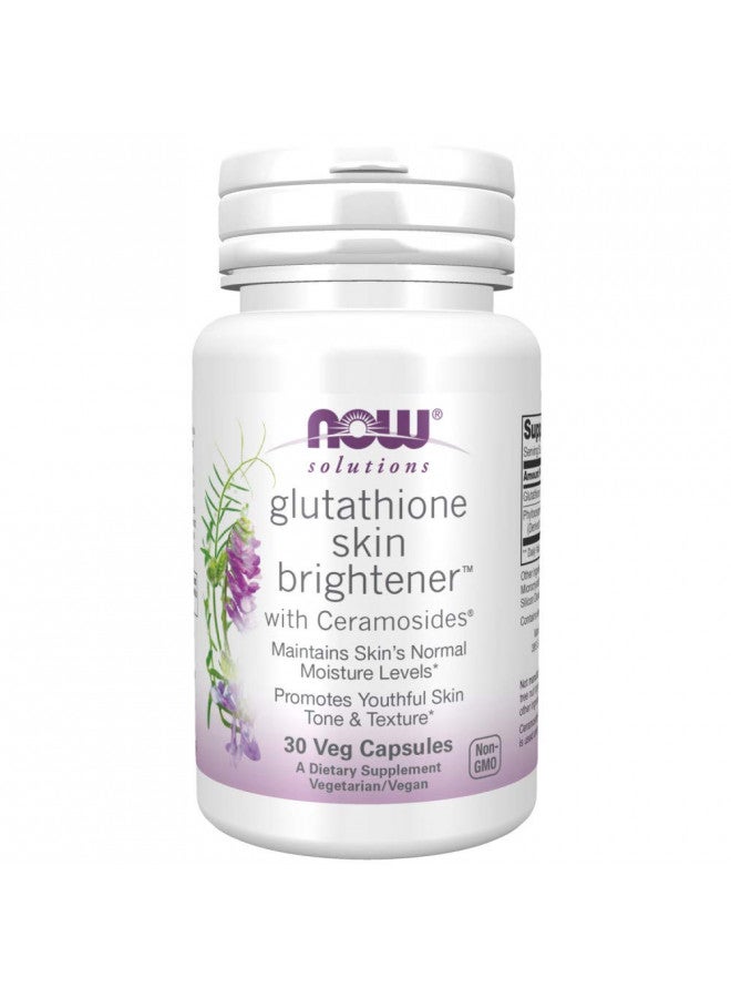 now NOW Solutions, Glutathione Skin Brightener with Ceramosides®, Moisturizing and Illuminating, 30 Veg Capsules - Image 1