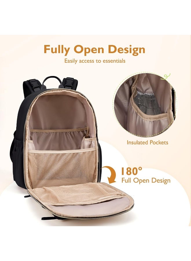 mommore Neoprene Diaper Bag Backpack Small Baby Bag Travel Mini Diaper Backpack for Newborn with Insulated Pockets - Image 3