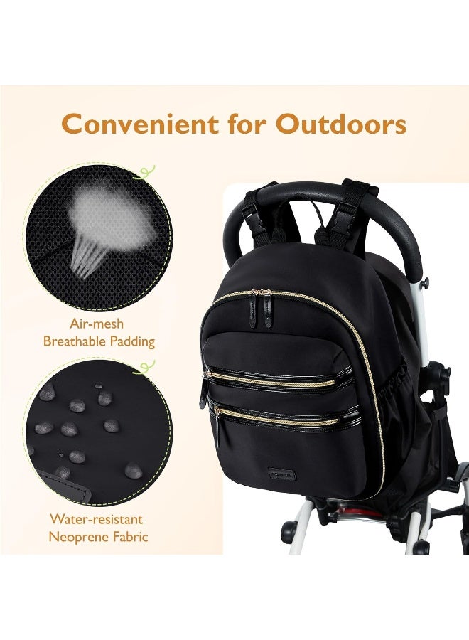 mommore Neoprene Diaper Bag Backpack Small Baby Bag Travel Mini Diaper Backpack for Newborn with Insulated Pockets - Image 5