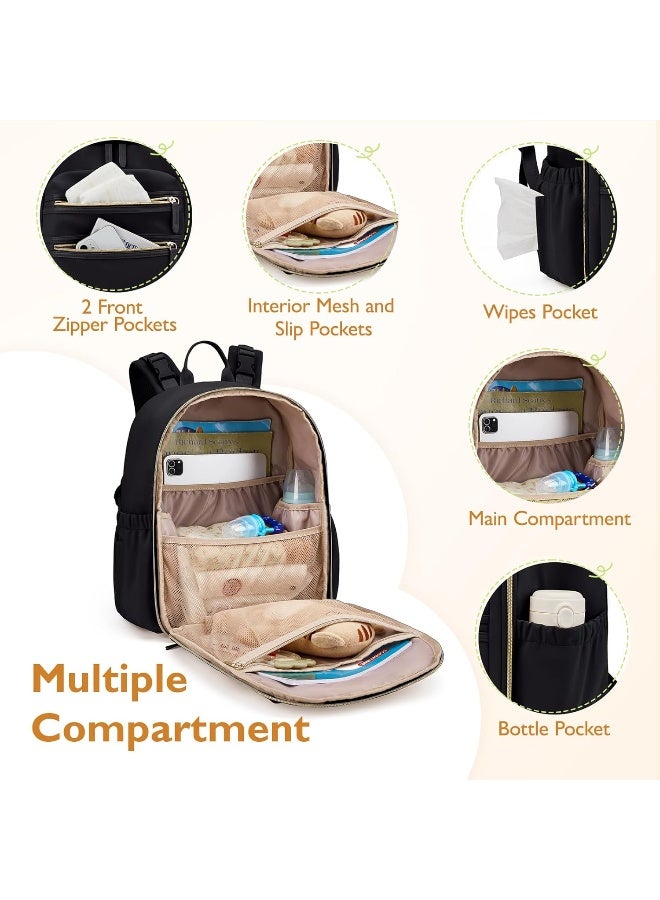 mommore Neoprene Diaper Bag Backpack Small Baby Bag Travel Mini Diaper Backpack for Newborn with Insulated Pockets - Image 4