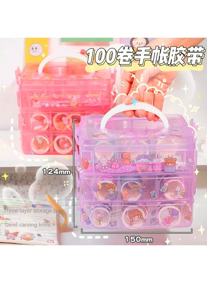 Bluejw 100 Rolls Of Hand Account Stickers And Tape Film Suit Hand Account Books Primary School Students' Hand Account Tools Material And Paper Tape - Image 4