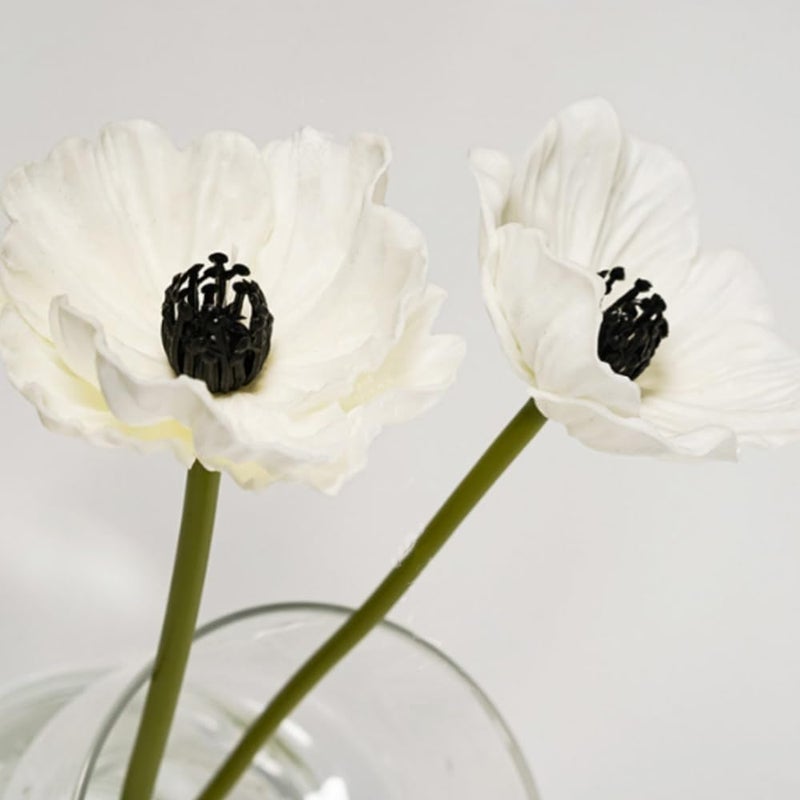 OUKEYI Artificial Flowers False Poppy Flowers,10 pcs Artificial Poppy Silk Fake Flowers,No Fade PU Fake Latex Flowers for Kitchen Table Centerpiece Wedding Holiday Bridal Bouquet Home Party Decor (white) - Image 2