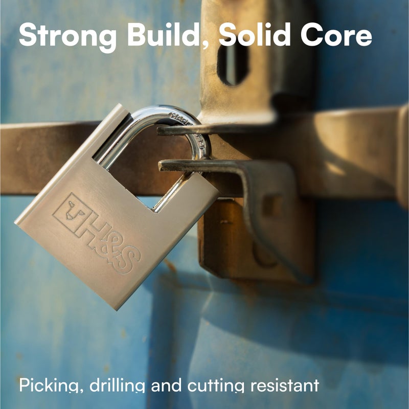 HST H&S High Security 2 Padlocks with 5 Keys - Heavy Duty Waterproof 60mm (2.4") Padlock & Key Set - Pad Lock for Outdoor Ideal for Warehouse Container Garage Shutter or Gate - Image 2