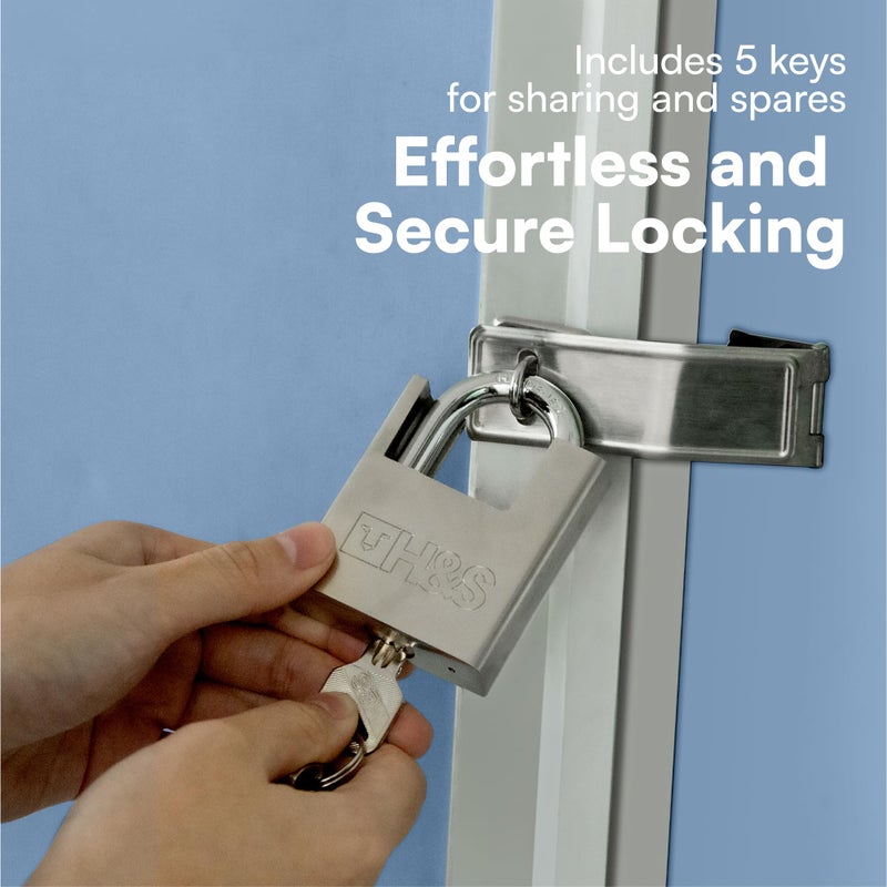 HST H&S High Security 2 Padlocks with 5 Keys - Heavy Duty Waterproof 60mm (2.4") Padlock & Key Set - Pad Lock for Outdoor Ideal for Warehouse Container Garage Shutter or Gate - Image 4
