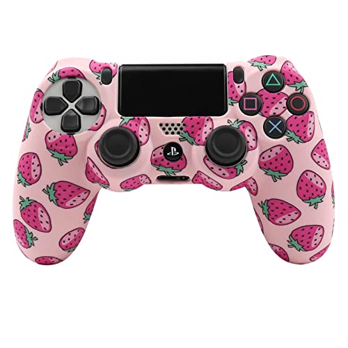 RALAN Pink Controller Skins for PS4,Fruit Silicone Controller Cover Skin Protector Compatible /PS4 Slim/PS4 Pro Controller with 2 Cute Thumb Grips Caps… - Image 2