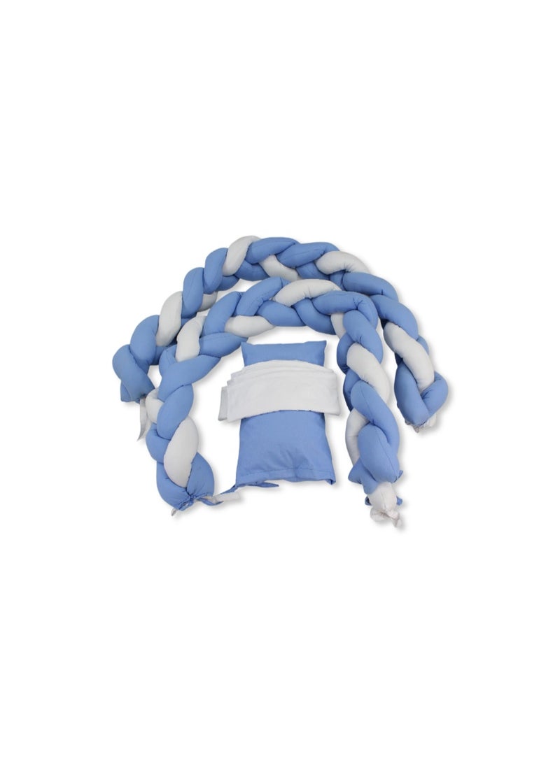 Braided Baby Crib Bumper – Baby Blue - Image 2