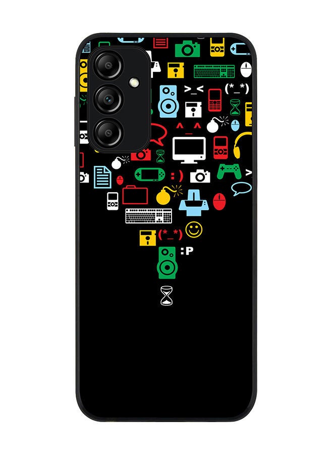 Stylizedd جراب صلب بحافة سوداء لهاتف Samsung Galaxy M14 5G، جراب رفيع وناعم بحواف مطاطية مرنة ومضاد للسقوط، غطاء رفيع من جل TPU - Convergence (أسود) - Image 1
