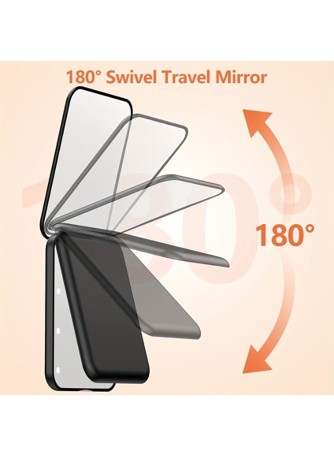 مرآة مكياج جيب LED، مرآة مكياج LED صغيرة مدمجة للسفر، مكبرة 1X/2X، مرآة مدمجة مزدوجة الجوانب مزودة بإضاءة، محمولة، مرآة محفظة، قابلة للطي، محمولة باليد، مرآة مدمجة صغيرة مضاءة - Image 2