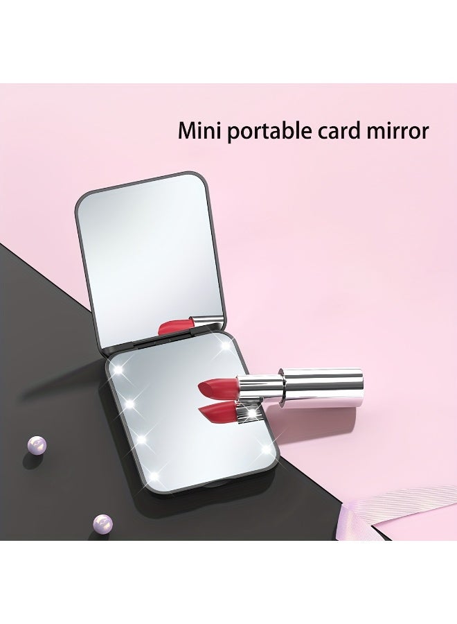 مرآة مكياج جيب LED، مرآة مكياج LED صغيرة مدمجة للسفر، مكبرة 1X/2X، مرآة مدمجة مزدوجة الجوانب مزودة بإضاءة، محمولة، مرآة محفظة، قابلة للطي، محمولة باليد، مرآة مدمجة صغيرة مضاءة - Image 5