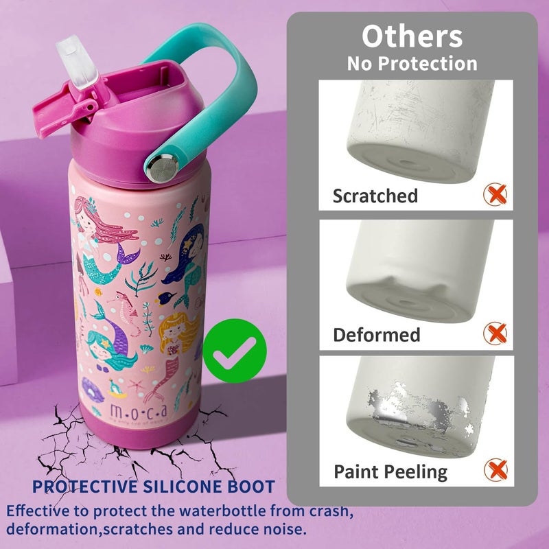 Moca Mermaid Theme Water Bottle for Girls | 500ml Insulated Stainless Steel Thermos | Leakproof & BPA-Free Bottle with Straw for School, Picnic & Gifting (Mer-Mazing) - Image 5