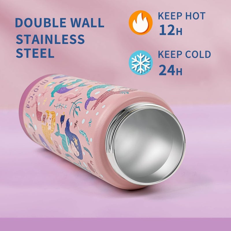 Moca Mermaid Theme Water Bottle for Girls | 500ml Insulated Stainless Steel Thermos | Leakproof & BPA-Free Bottle with Straw for School, Picnic & Gifting (Mer-Mazing) - Image 2