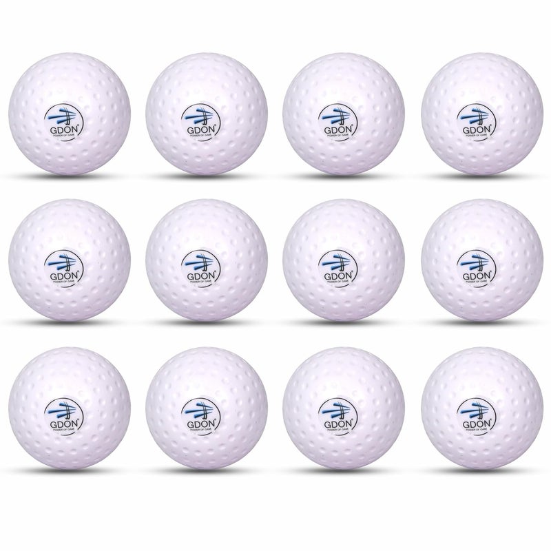 GDON Field Hockey Truf Hollow Practice Match Balls (Pack of 12 White) - Image 1