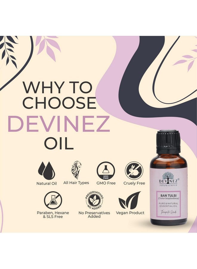 Devinez Ban Tulsi Cold-Pressed Oil, 50ml - 100% Pure Natural, Undiluted for Skin & Hair care, Slows Down Aging, prevents Acne, prevents Hair Loss, Dandruff care & Natural Remedies - Image 2