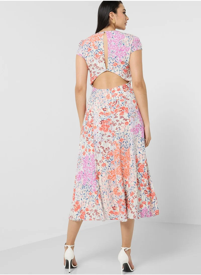 REISS Front Slit Printed Dress