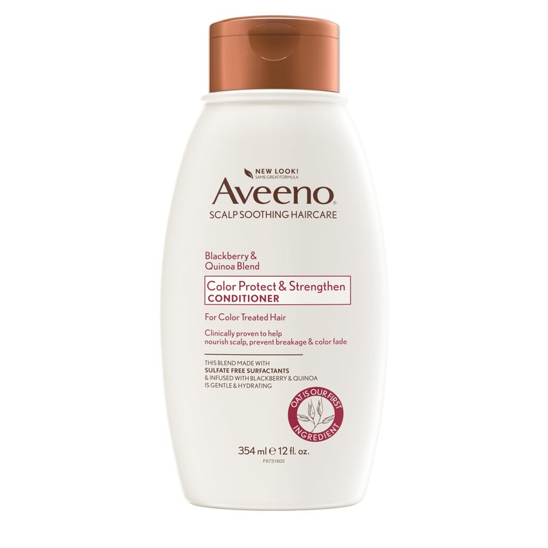Aveeno veeno Blackberry Quinoa Protein Blend Sulfate-Free Conditioner for Color-Treated Hair Protection, Daily Strengthening & Moisturizing Conditioner, Paraben & Dye-Free,White, 12 Fl Oz - Image 1
