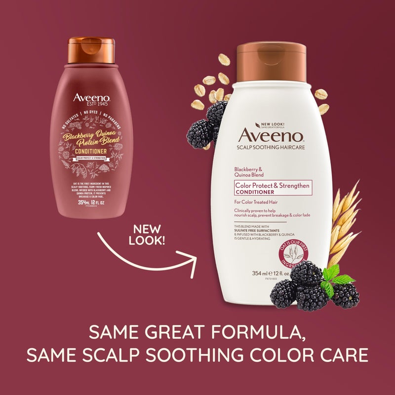 Aveeno veeno Blackberry Quinoa Protein Blend Sulfate-Free Conditioner for Color-Treated Hair Protection, Daily Strengthening & Moisturizing Conditioner, Paraben & Dye-Free,White, 12 Fl Oz - Image 2