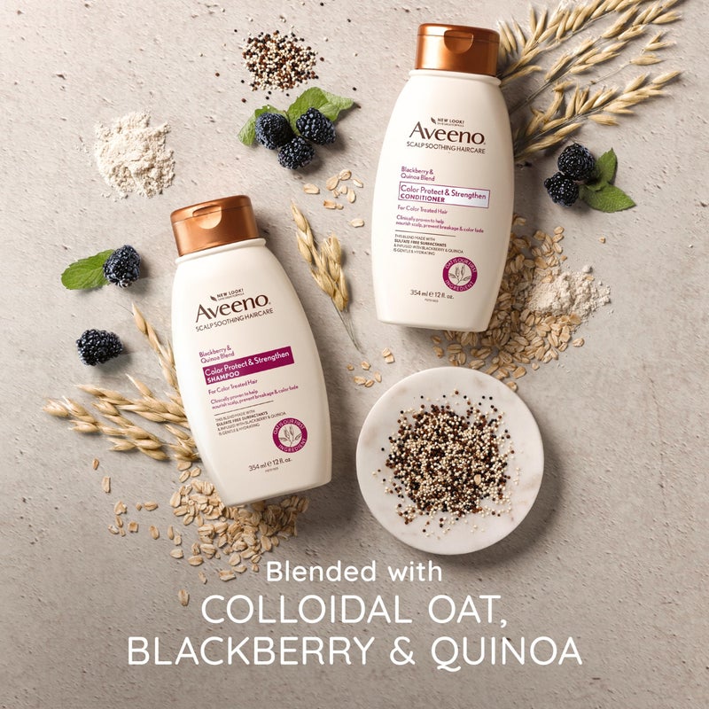 Aveeno veeno Blackberry Quinoa Protein Blend Sulfate-Free Conditioner for Color-Treated Hair Protection, Daily Strengthening & Moisturizing Conditioner, Paraben & Dye-Free,White, 12 Fl Oz - Image 5