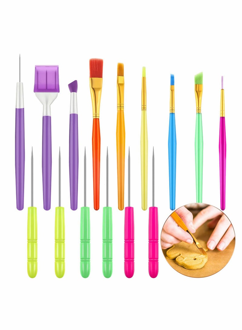 Cake Decorating Tool Set Cookie Decorating Brush Scoring Needle, Sugar Stirring Needle for Cookies Cake Fudge Decorating Supplies 15 Piece Set - Image 1
