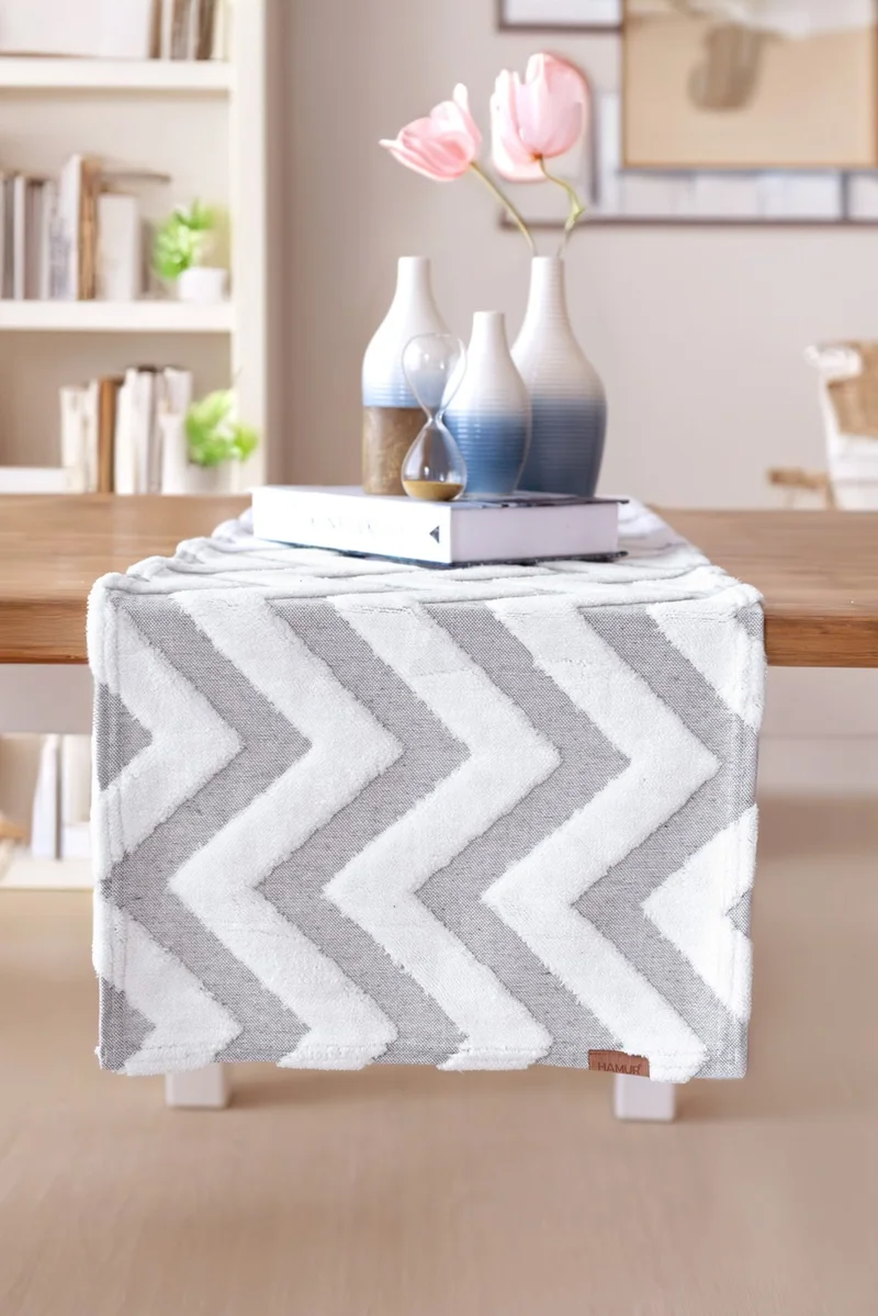 هامور Dough Punch Washable Table, Table, Living Room, Kitchen and Coffee Table Table Runner Line Gray