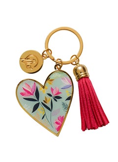 Sara Miller Metal Key Ring with Heart and Tassel  - Image 1
