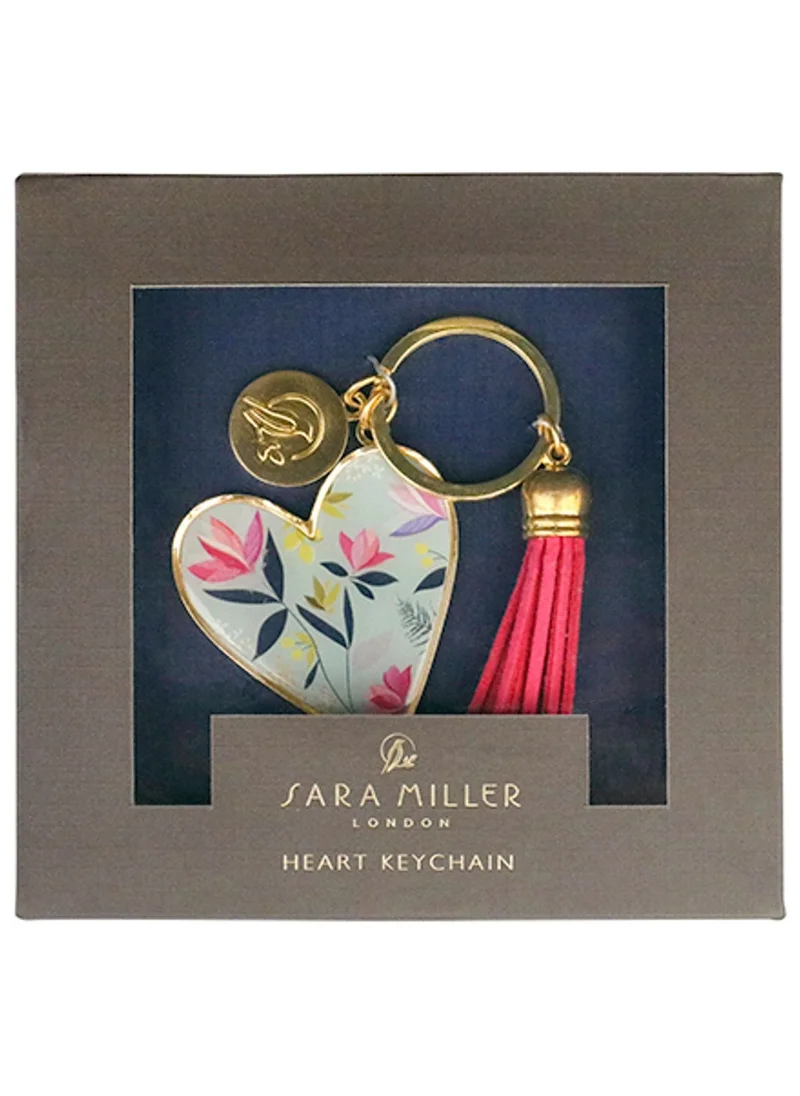 Sara Miller Metal Key Ring with Heart and Tassel