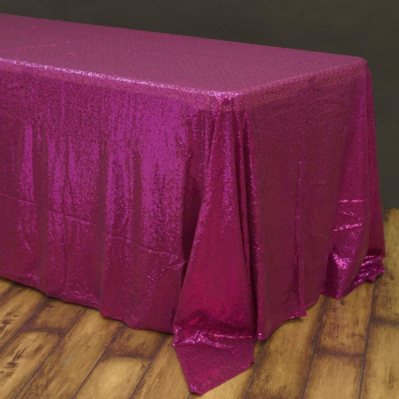 B.Cool B-COOL 60x102-Inch Rectangle Fuchsia Sequin Tablecloth Glitter Tablecloth Wedding Party Sequin Tablecloth for Christmas - Image 2