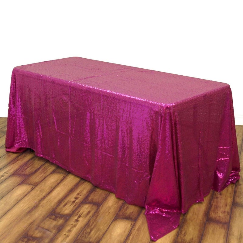 B.Cool B-COOL 60x102-Inch Rectangle Fuchsia Sequin Tablecloth Glitter Tablecloth Wedding Party Sequin Tablecloth for Christmas - Image 1