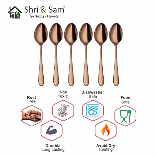 Shri & Sam Stainless Steel Jasmine Rose Gold PVD Coating Baby Spoon,6 Pieces - Image 5