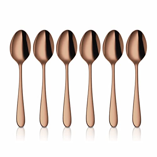 Shri & Sam Stainless Steel Jasmine Rose Gold PVD Coating Baby Spoon,6 Pieces - Image 1