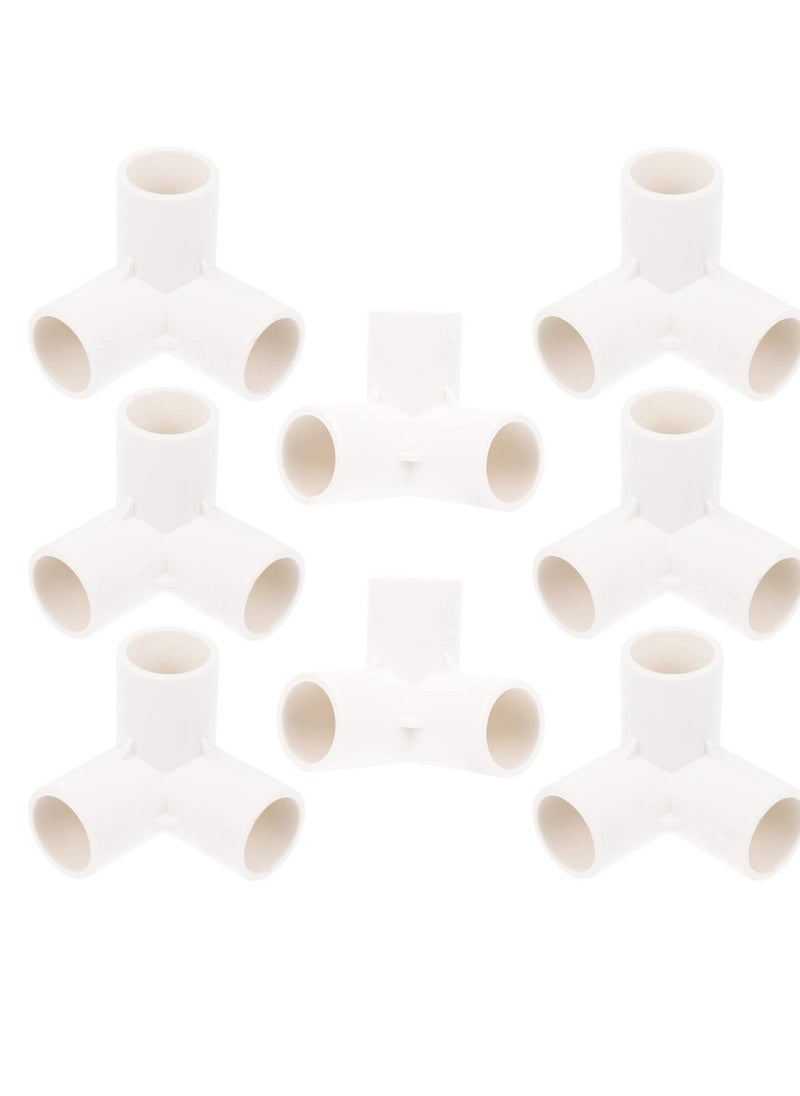 Generic - 3 Way PVC Fitting Elbow, 8Pcs Water Pipe Adapters Pipe Corner, Connectors Pipe Accessories Connection Joints for DIY PVC Shelf Garden Support Structure White - Image 1