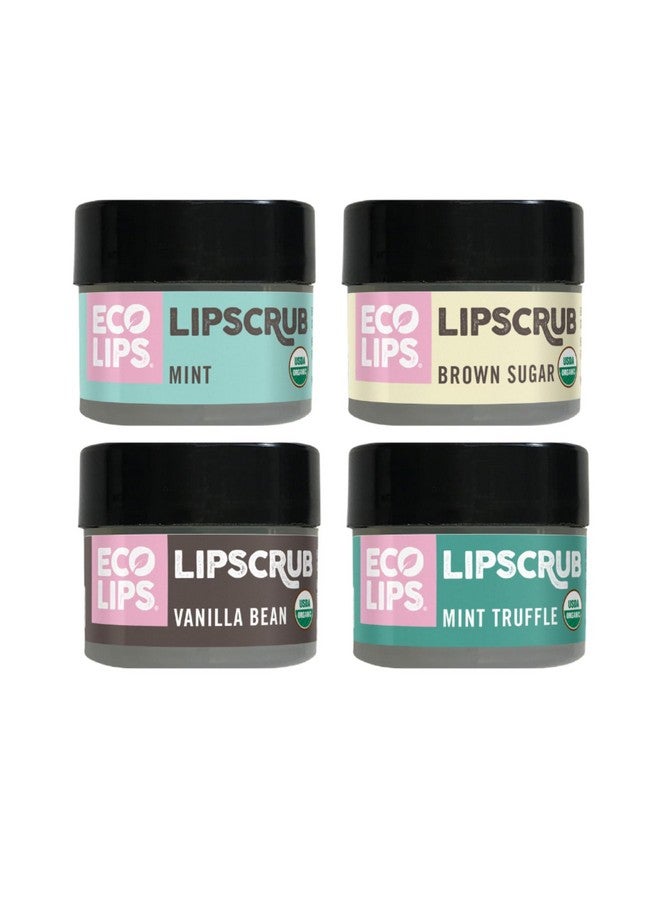 Eco Lips LIP SUGAR SCRUB 4 Pack (4-0.25oz jars) 100% Organic Lip Care Treatment with Organic Sugar & Coconut Oil - Gently Exfoliate & Polish Dry, Flaky Lips (Variety 4-Pack) - Image 1