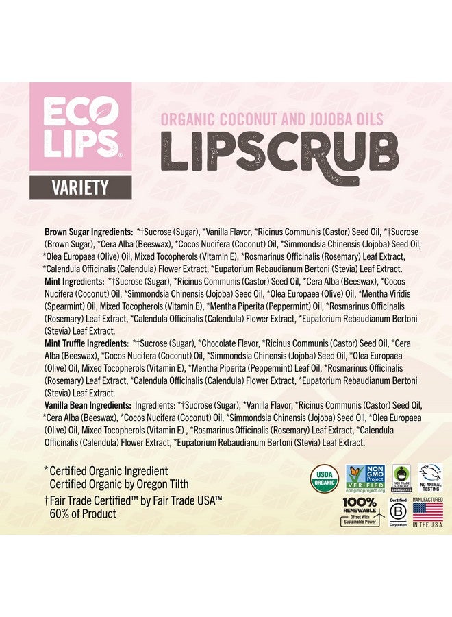 Eco Lips LIP SUGAR SCRUB 4 Pack (4-0.25oz jars) 100% Organic Lip Care Treatment with Organic Sugar & Coconut Oil - Gently Exfoliate & Polish Dry, Flaky Lips (Variety 4-Pack) - Image 5