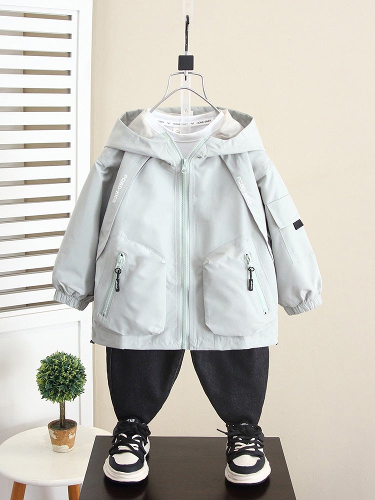 5902 Boys' Rush Jacket Children'S Western Style Hooded Top Baby Autumn Fashionable - Image 3