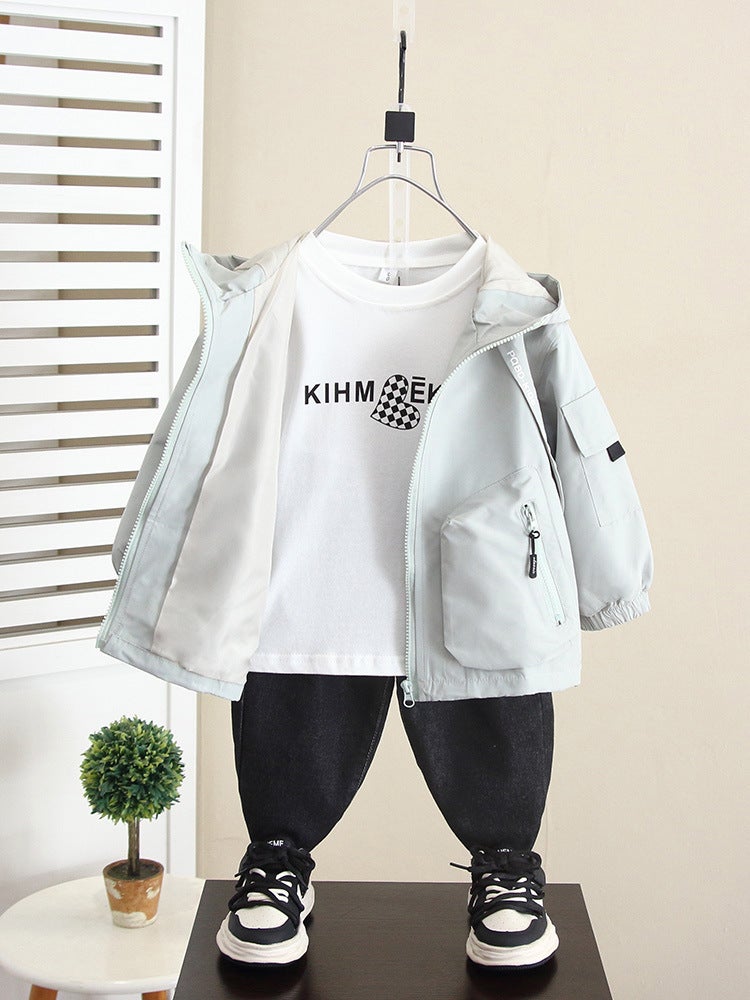 5902 Boys' Rush Jacket Children'S Western Style Hooded Top Baby Autumn Fashionable - Image 4