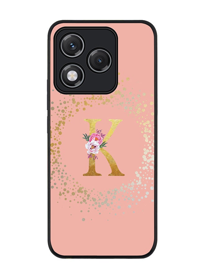 For Honor 400 Lite Case,Slim fit Camera Protection, Shockproof Thin Phone cover  - Custom Monogram Floral - K  (Rose Pink )