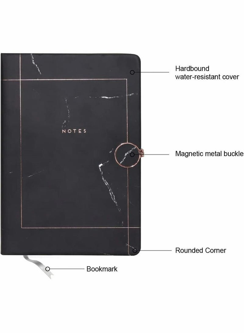 Y&D Black Marble Lined Notebook Pages A5 Memo Journal Agenda Note With Magnetic Metal Buckle And Bookmark Ribbon Ruled sheets Notepad Stationery - Image 4