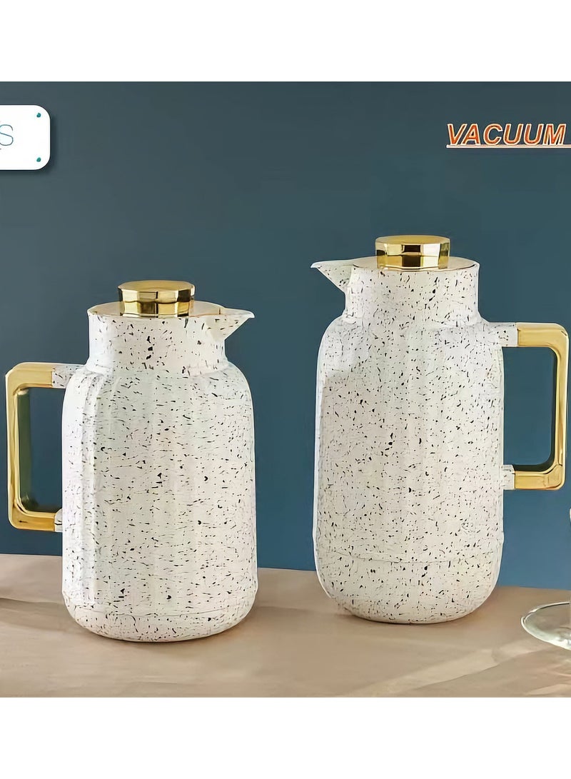 طقم ترمس رويال كاميل مكون من قطعتين سعة 1 لتر + 0.7L جرانيت/ذهبي