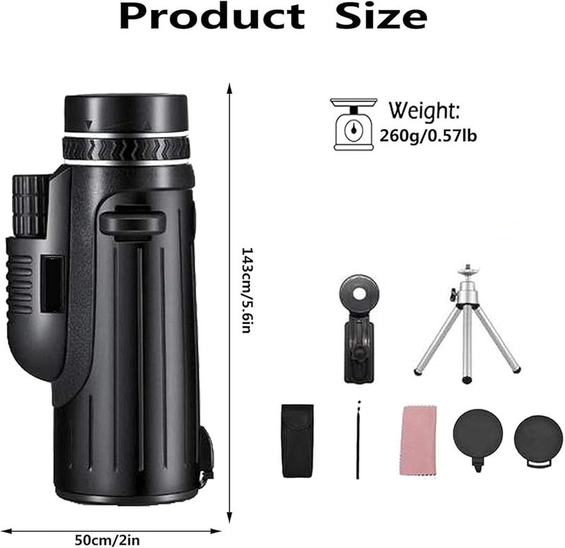 40x60 High Powered Monocular Telescope for Bird Watching Stargazing with Night Vision and Phone Adapter - Image 3