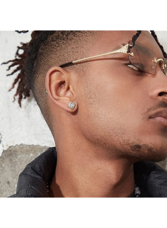 erorex Cubic Zirconia Stud Earrings | 18K White Gold Hypoallergenic Sterling Silver Post Earrings | Brilliant Large Simulated Diamond Halo Stud Earrings For Women Men - Image 5