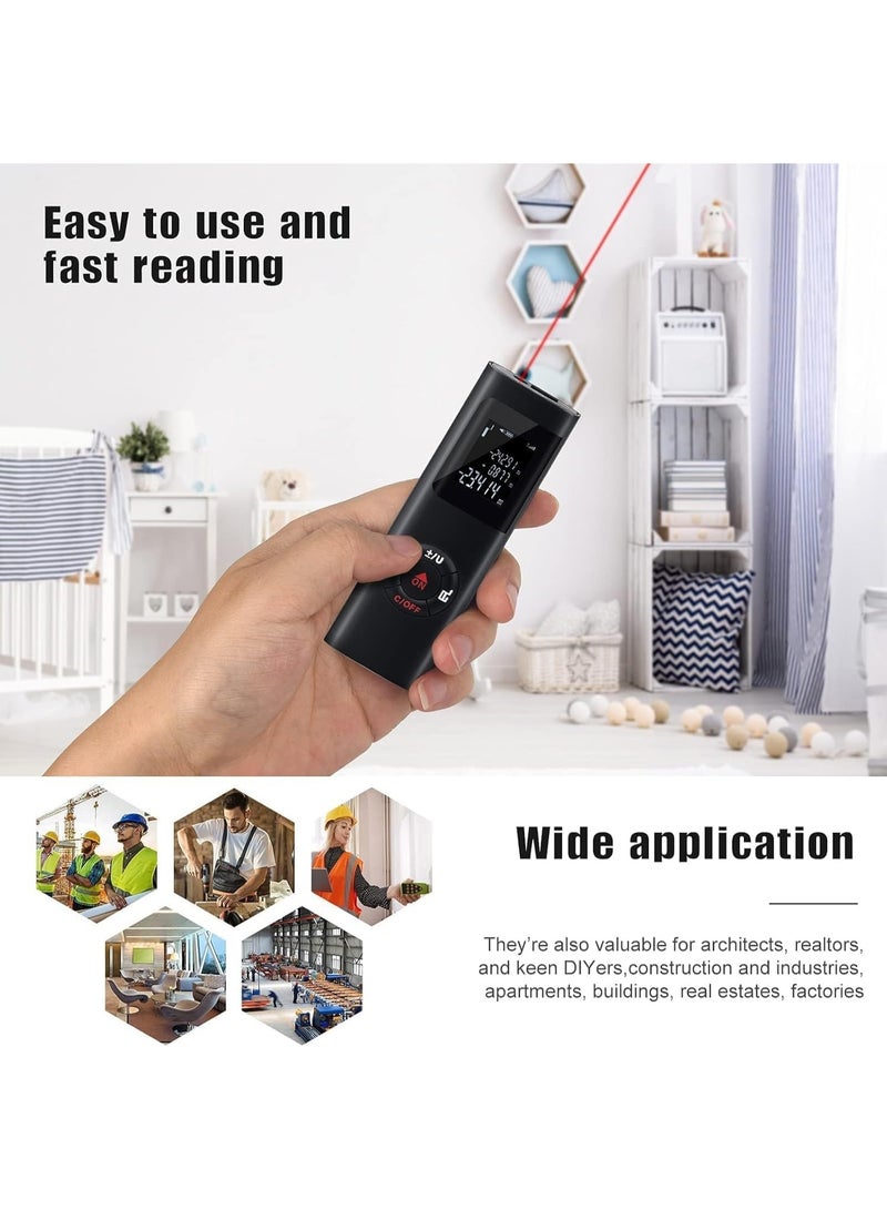 Laser Measurement Tool, 131ft/40M Portable Digital Laser Distance Meter,±1/16 inch High Accuracy, USB Rechargeable, Backlit Display, M/in/Ft Unit Switching, Pythagorean Mode, Measure Distance - Image 5
