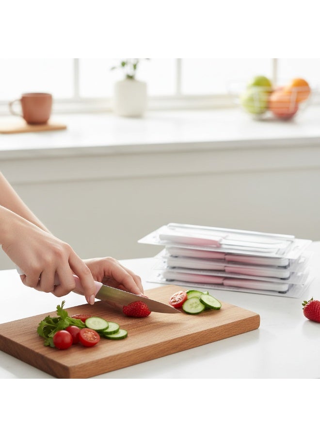 12-Piece Kitchen Knife Set, Stainless Steel, Ultra Sharp, Pink - Image 4