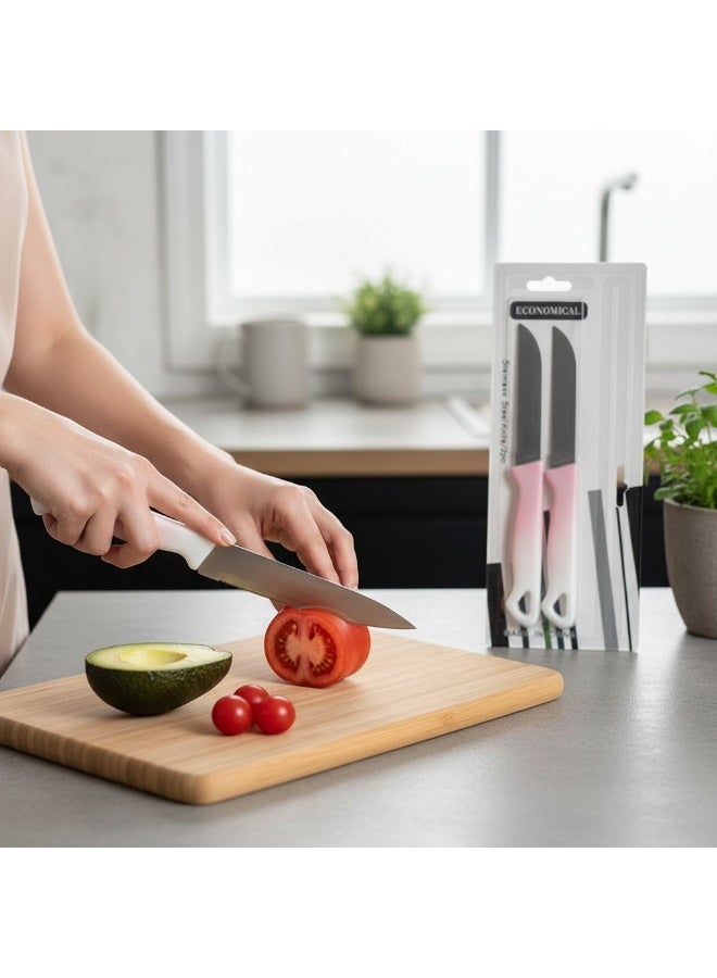 12-Piece Kitchen Knife Set, Stainless Steel, Ultra Sharp, Pink - Image 1