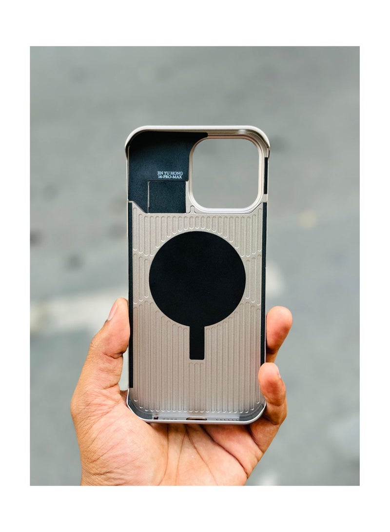 Aviation Aluminum Alloy Leather Case for iPhone 16 Pro Max – Slim Fit, Lightweight, Magsafe Compatible, Top-Grain Leather, Elegant Design  - Image 2