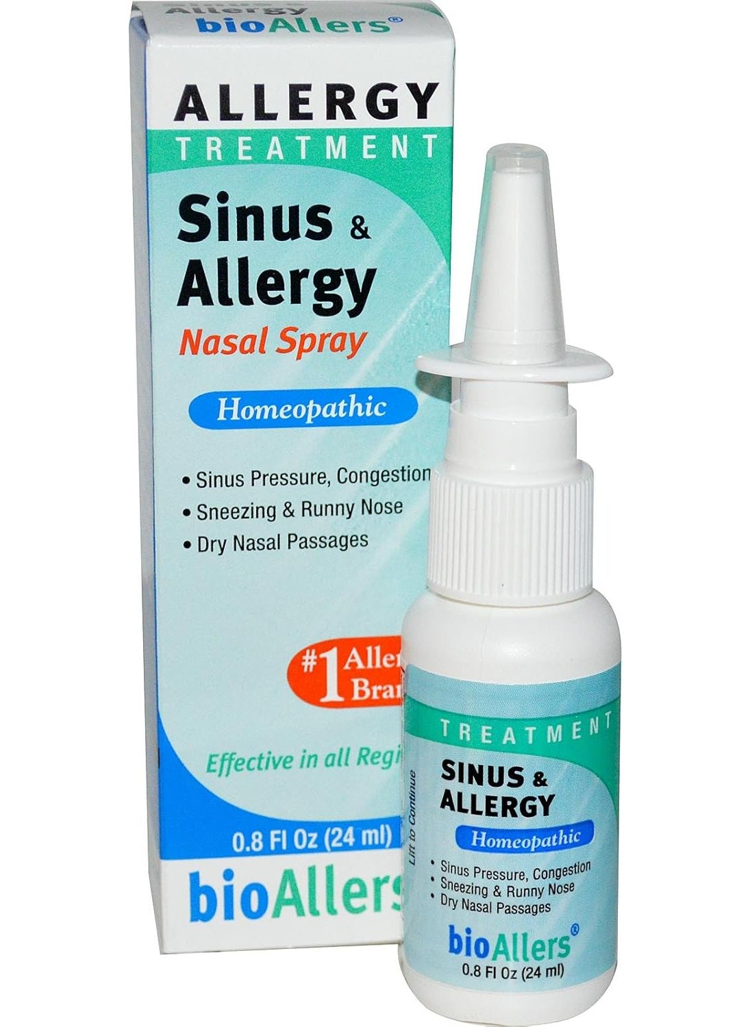 Natra-Bio NaturalCare bioAllers Allergy Nasal Spray, Homeopathic Allergy Spray for Congestion Relief, Sinus Pressure, Sneezing, Runny Nose, Dry Nasal Passages & More*, Non-Drowsy, All Regions Formula 