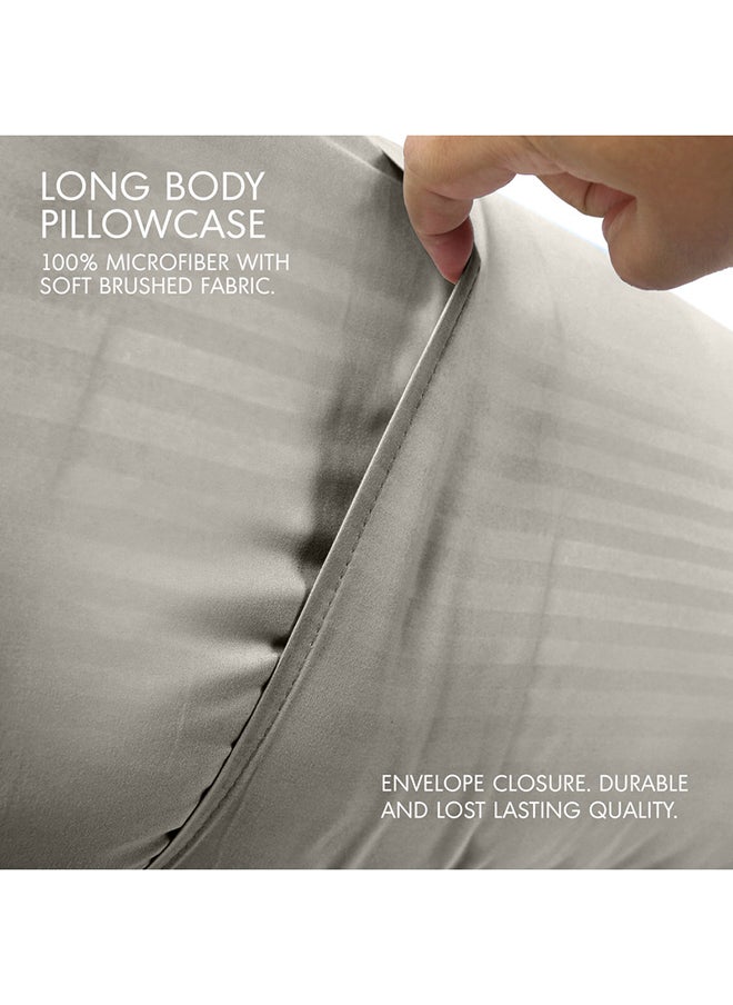 Hotel Linen Klub - Hotel Linen Klub Long Body 1Pc Stripe Pillowcase - 100% Microfiber  with envelope closure, Soft and Durable Quality, Size : 45 x 125cm , Beige - Image 1