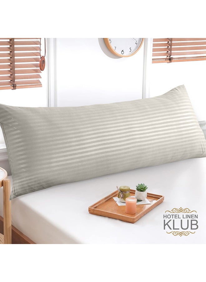 Hotel Linen Klub - Hotel Linen Klub Long Body 1Pc Stripe Pillowcase - 100% Microfiber  with envelope closure, Soft and Durable Quality, Size : 45 x 125cm , Beige - Image 1