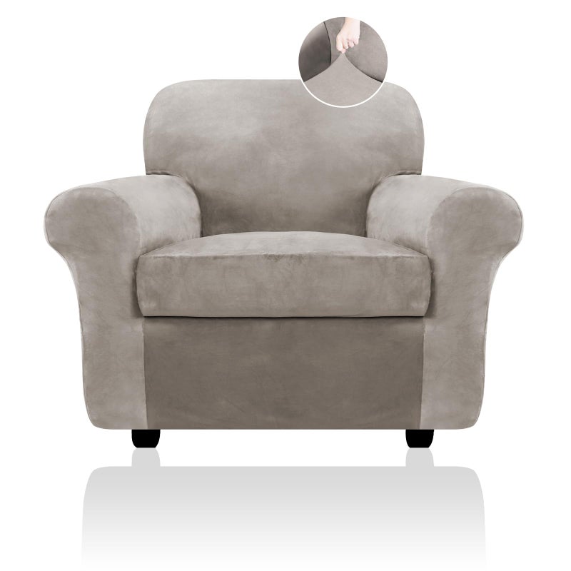 FestiCorp Sofa Cover Velvet Couch Covers for Dogs Stretch Sofa Slipcovers Thick Furniture Covers for Pets Washable Chair Cover Armchair Taupe