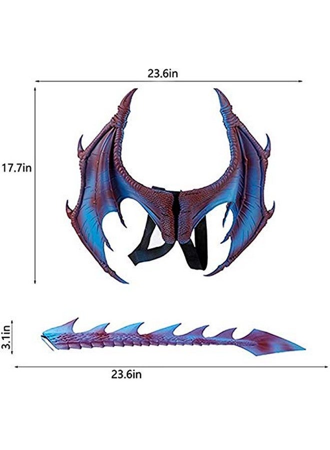 مانو زي تنين الهالوين التنكري بأجنحة الكرنفال إكسسوار ذيل للأطفال (أرجواني) - Image 2