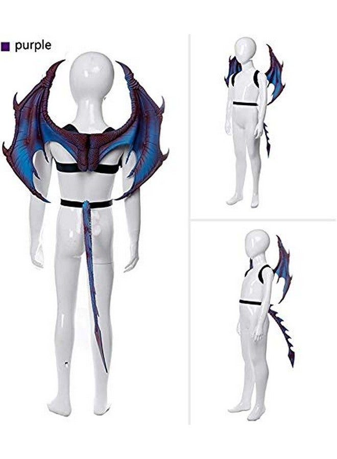 مانو زي تنين الهالوين التنكري بأجنحة الكرنفال إكسسوار ذيل للأطفال (أرجواني) - Image 3