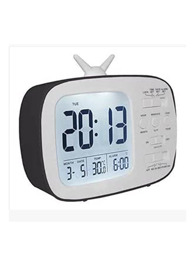 Digital LED Temperature Alarm Clock Digital Tv Shape Black